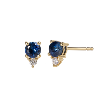 Blue Sapphire & Diamond Stud