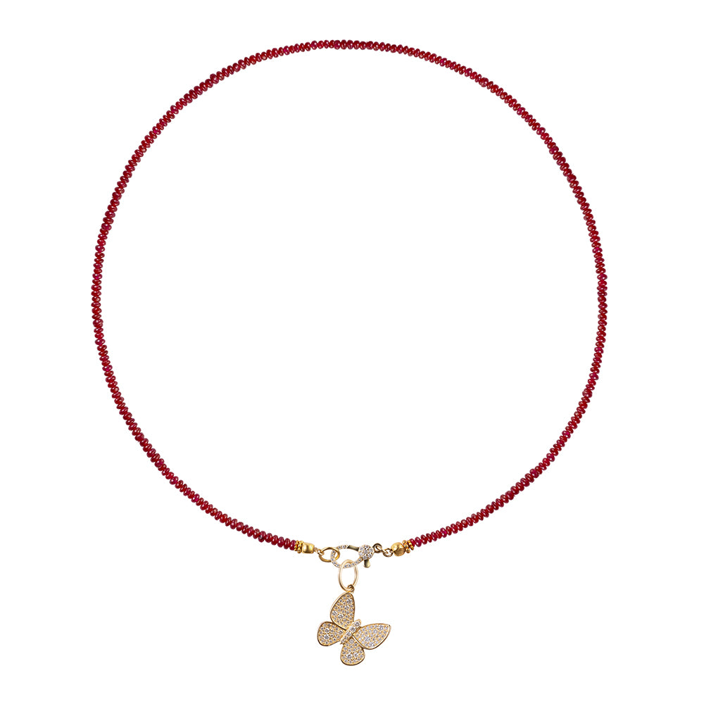 Diamond Small Butterfly Ruby Necklace