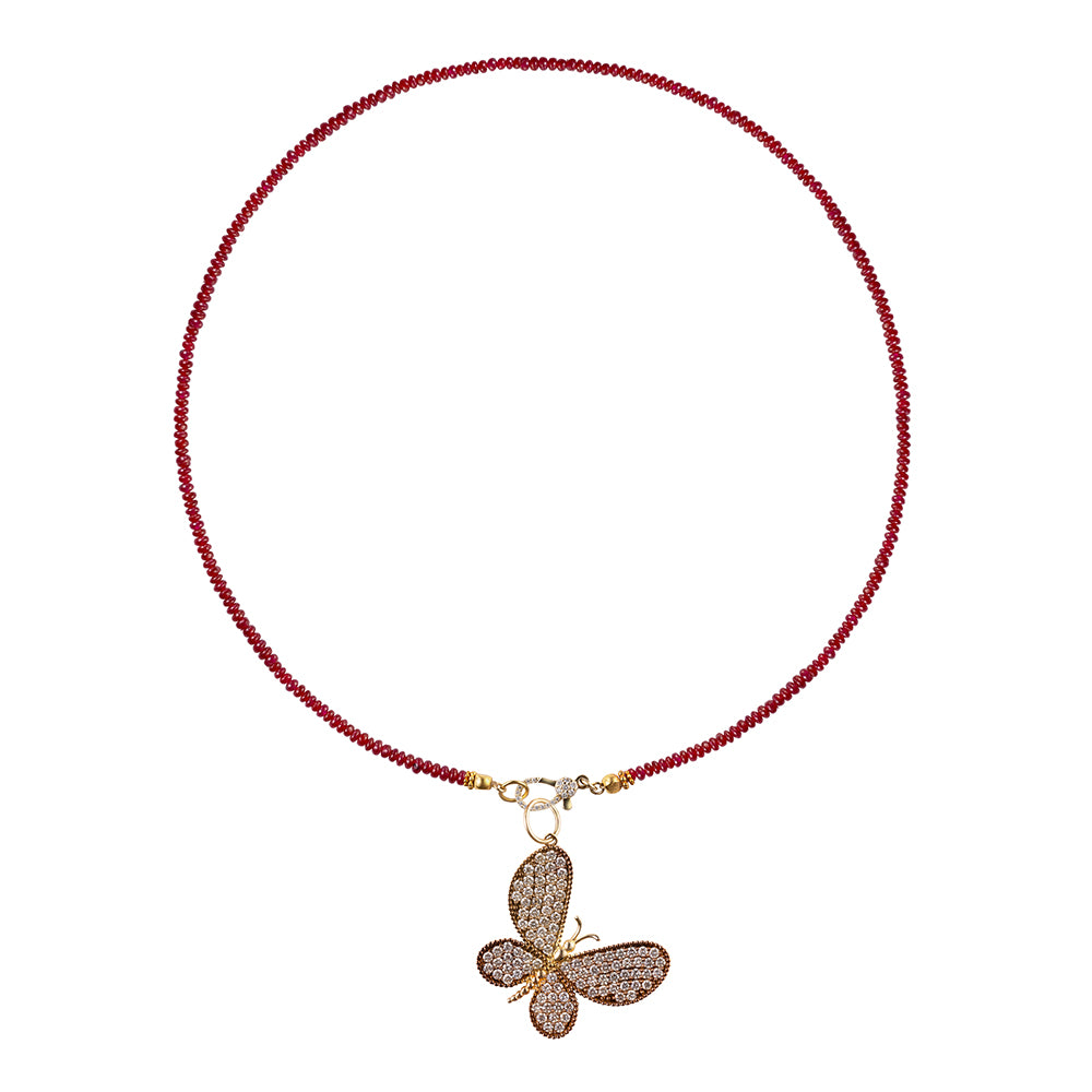Diamond Large Butterfly Ruby Necklace