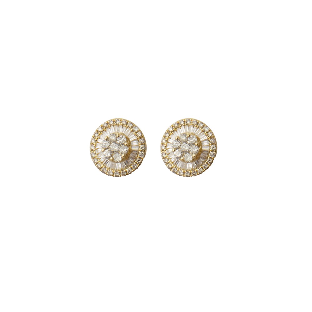Gold and Diamond Burst Stud Earrings