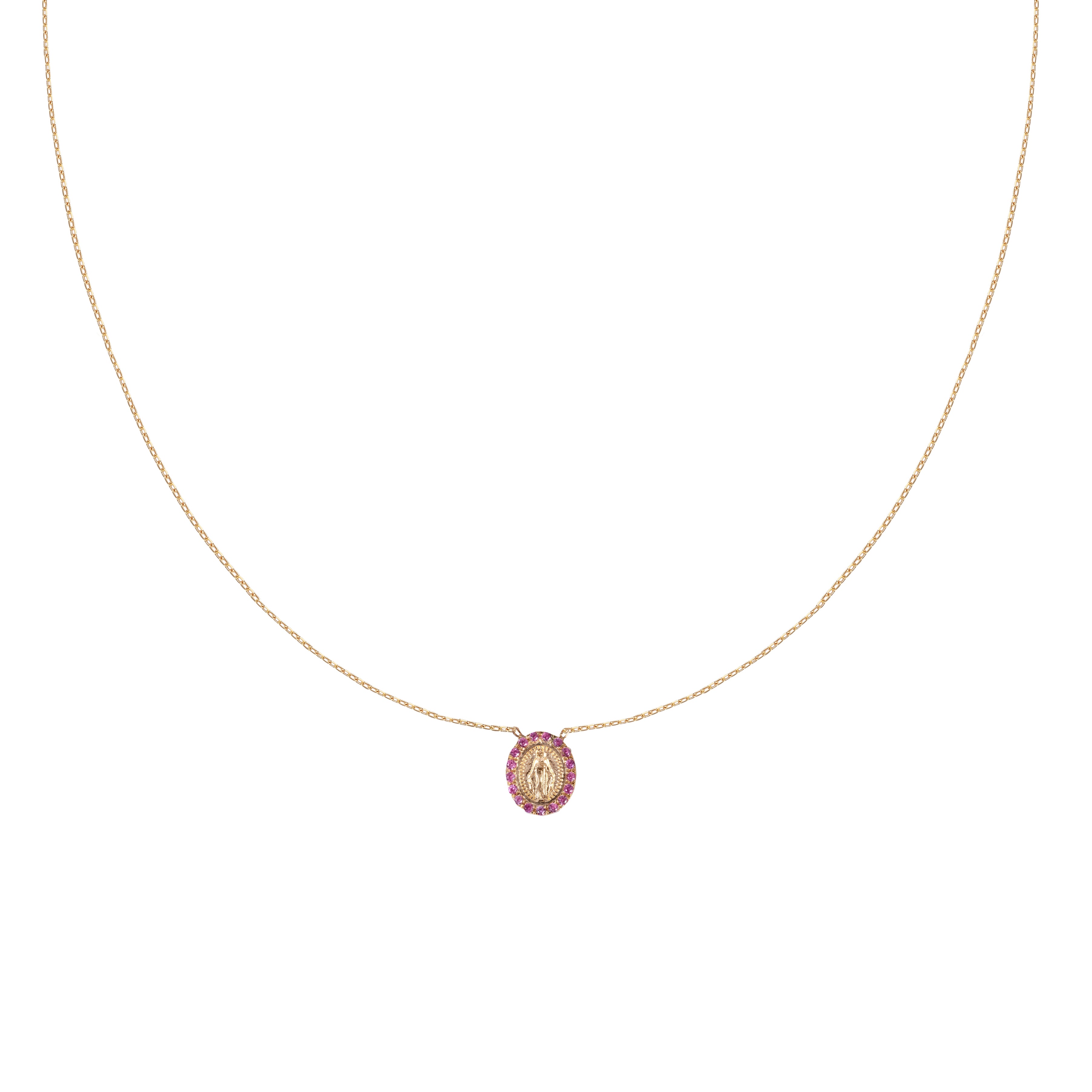 Tiny Virgin Gemstone Bezel Necklace