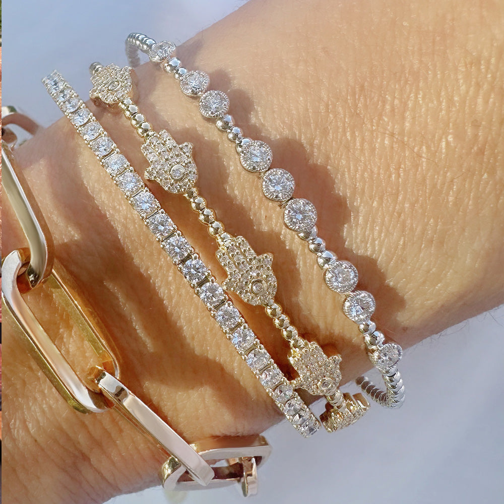 9 Diamond Bezel & Gold Bracelet