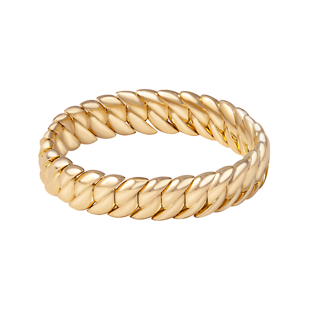 Solid Gold Stretch Bracelet with Intertwined Links