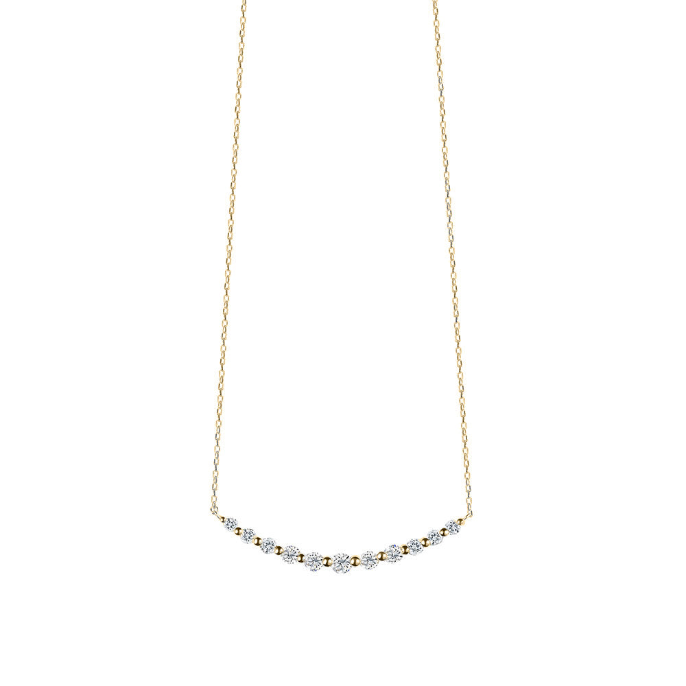 Diamond Graduated Curved Bar Necklace
