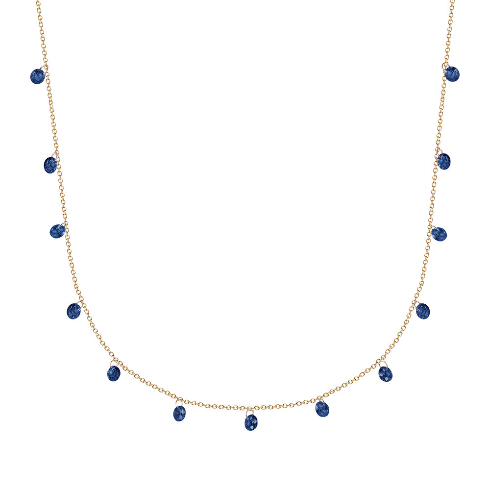 Blue Sapphire & Gold Chain Necklace
