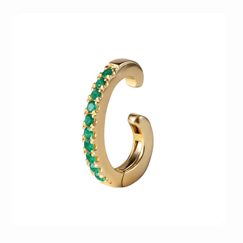 Emerald Row Single Row Ear Cuff 18k