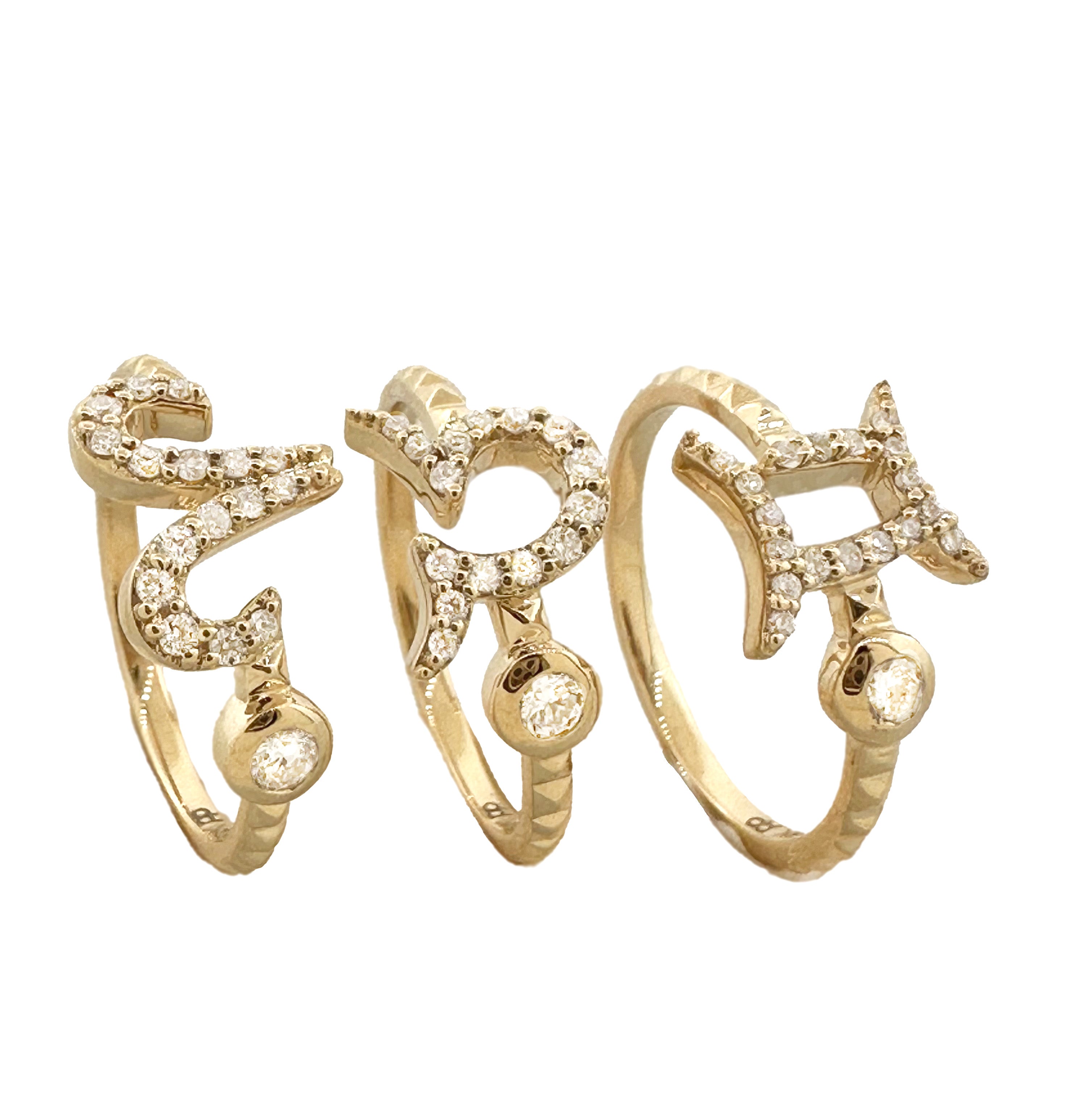 Diamond Gemini Zodiac Sign Ring