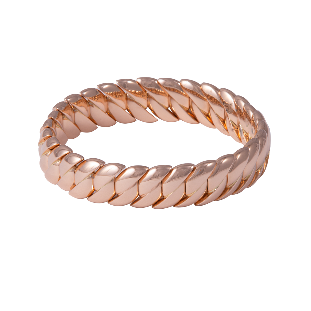 Solid Gold Stretch Bracelet with Intertwined Links