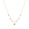 Gold Necklace with Star Burst Charm and Diamond Droplets