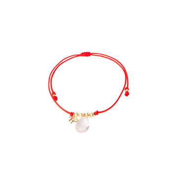 Red String Bracelet with Rose Quartz Charm
