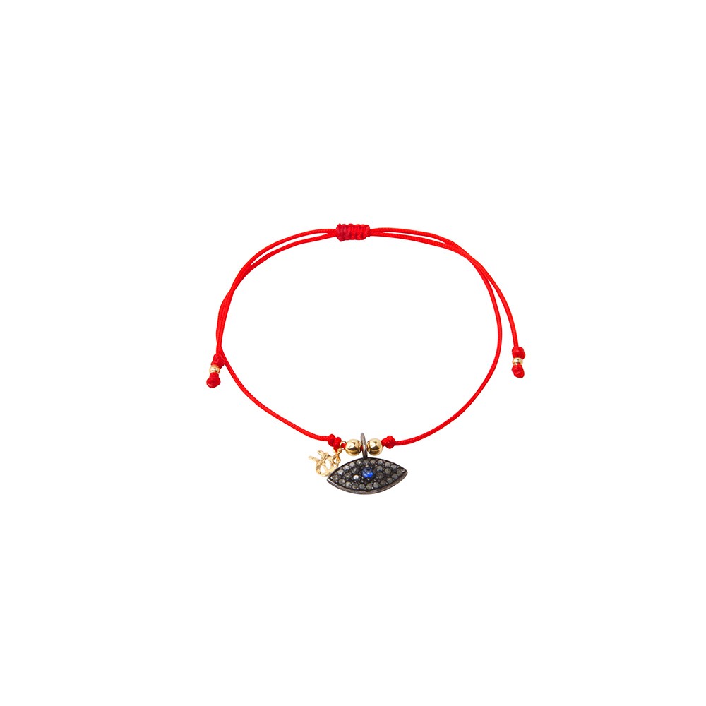 Red String Bracelet with Solitary Silver Evil Eye