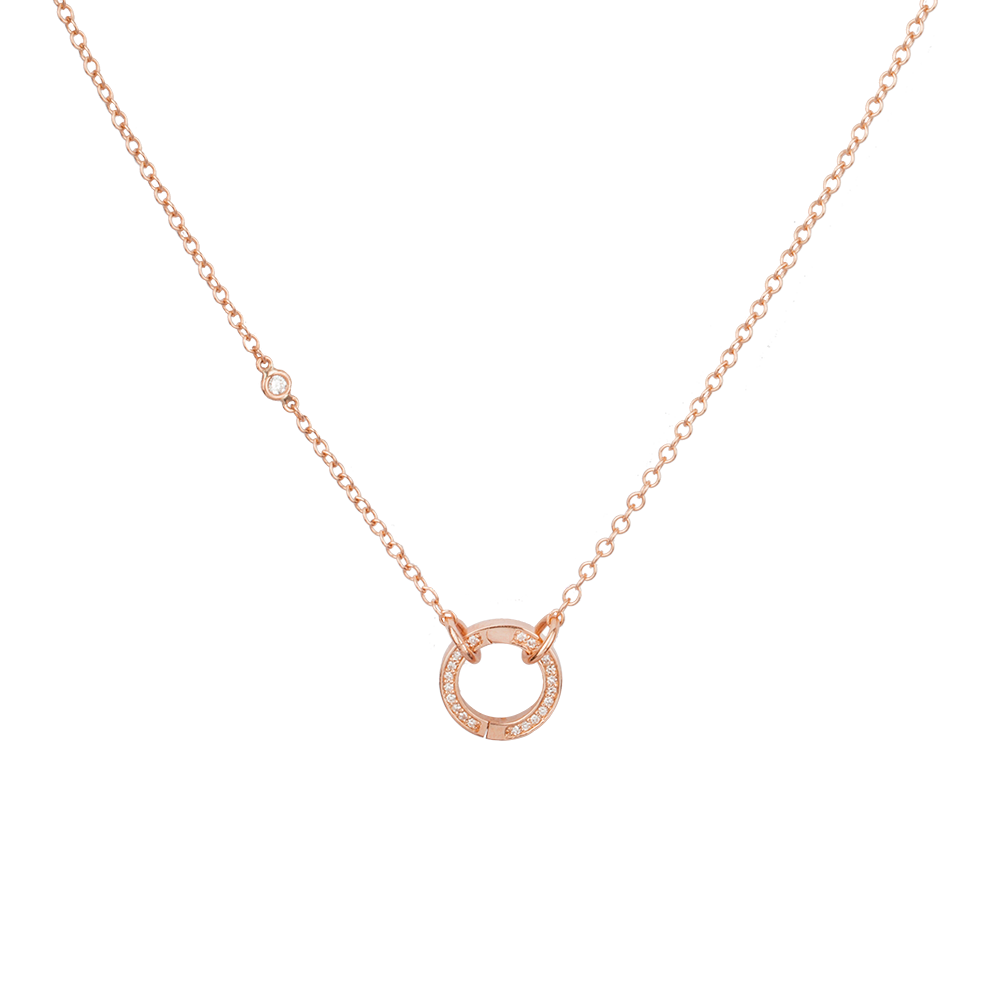 Diamond Open and close Clasp Necklace with Single Diamond