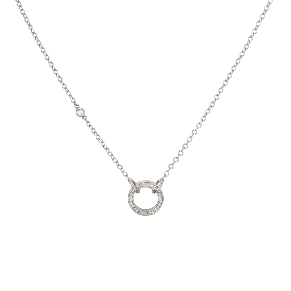 Diamond Open and close Clasp Necklace with Single Diamond
