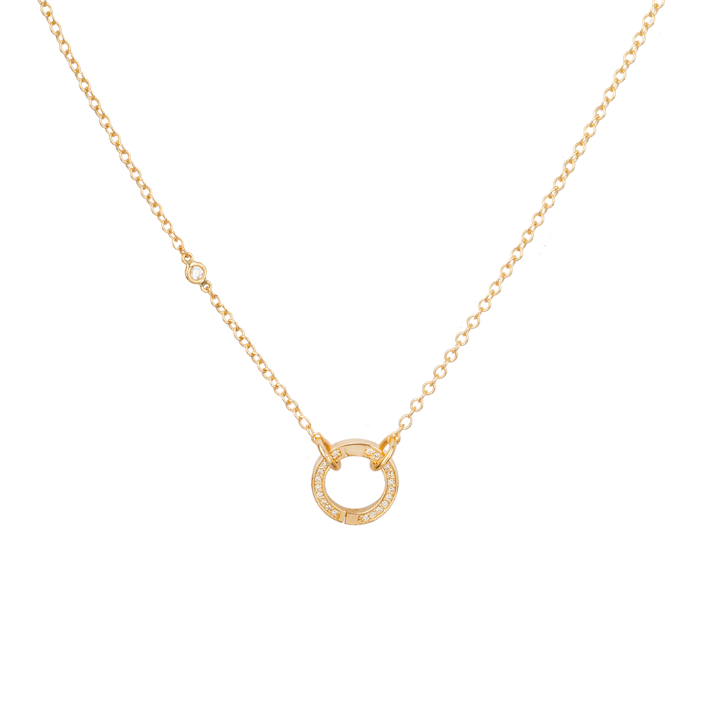 Diamond Open and close Clasp Necklace with Single Diamond