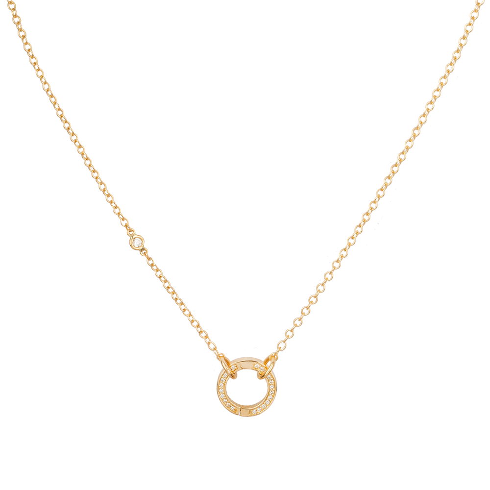 Diamond Open and close Clasp Necklace with Single Diamond