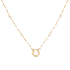 Solid Gold Open and Close Clasp Necklace with Clear topaz