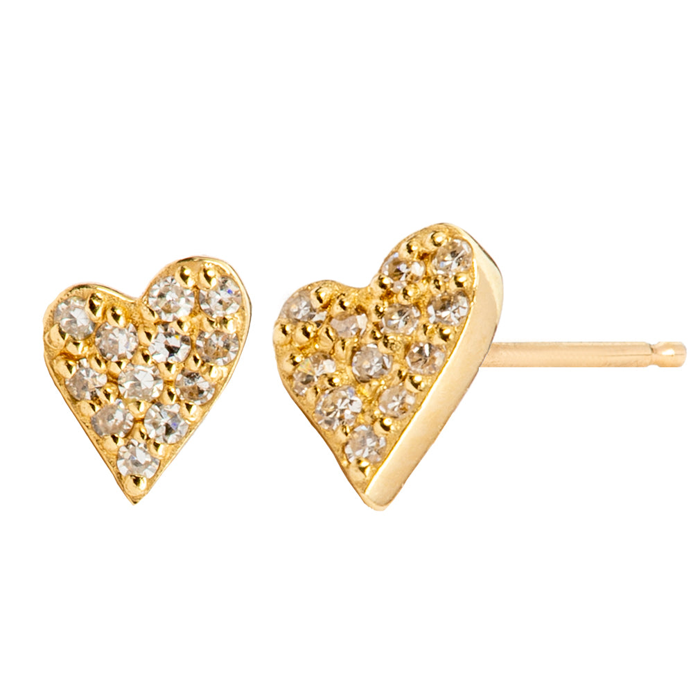 Diamond Irregular Tiny Heart Studs