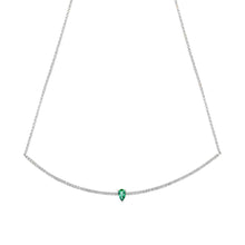 Emerald & Diamond Curved Bar Necklace