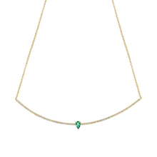 Emerald & Diamond Curved Bar Necklace