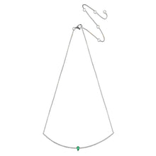 Emerald & Diamond Curved Bar Necklace