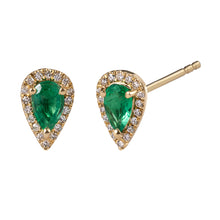 Emerald Teardrop Diamond Bezel Studs