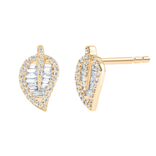 Leaf Baguette Diamond Stud