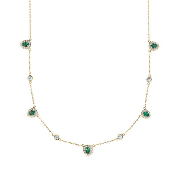 Diamond & Emerald Teardrop Necklace