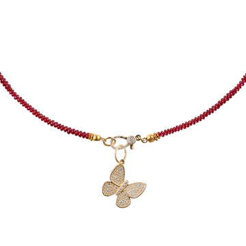 Diamond Small Butterfly Ruby Necklace