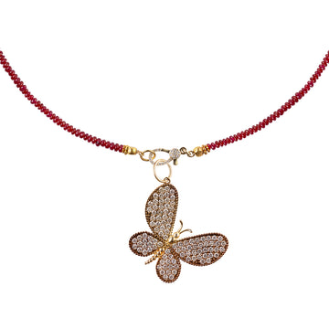 Diamond Large Butterfly Ruby Necklace