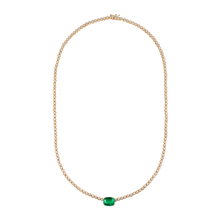 Diamond Tennis Necklace with Emerald Center