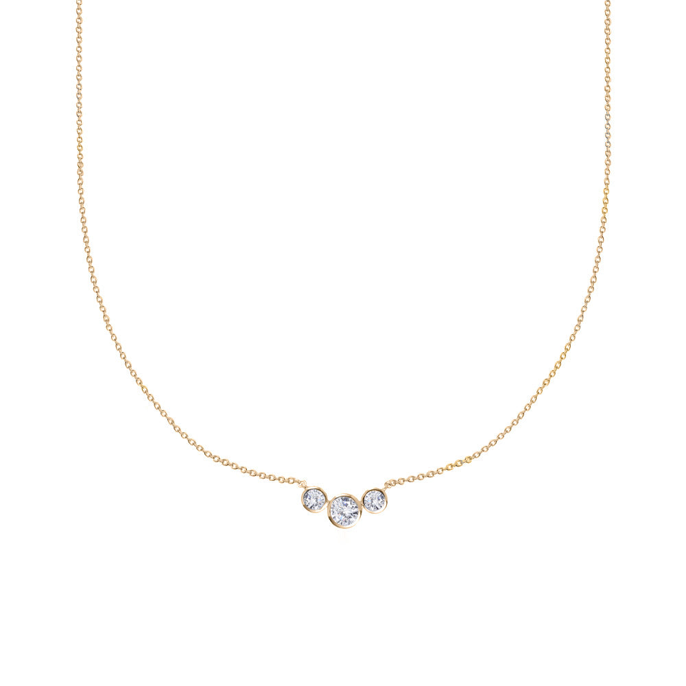 3 Diamond Bezel Necklace