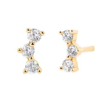 Curved Diamond Line Stud Earrings