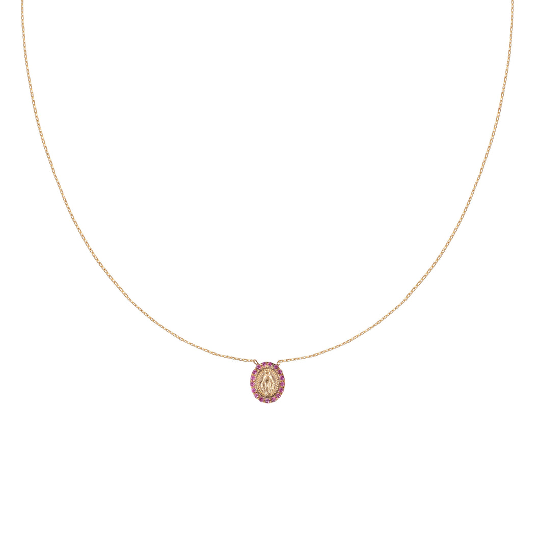 Tiny Virgin Gemstone Bezel Necklace