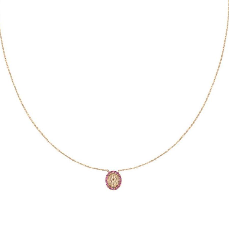 Tiny Milagrosa Gemstone Bezel Necklace