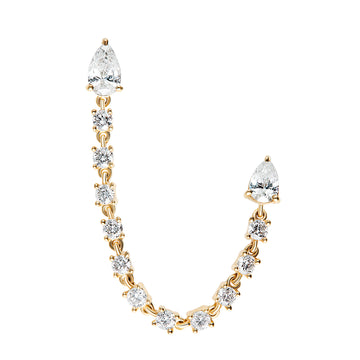 Double Tear Drop Diamond Chain Earring