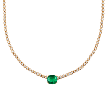 Diamond Tennis Necklace with Emerald Center