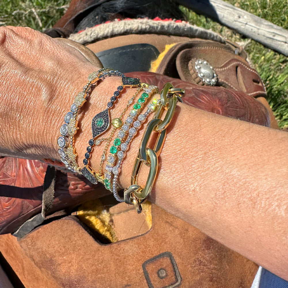 9 Diamond Bezel & Gold Bracelet