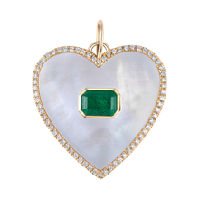 Mother of Pearl Heart & Emerald Pendant