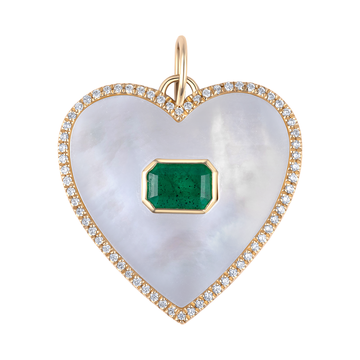 Mother of Pearl Heart & Emerald Pendant