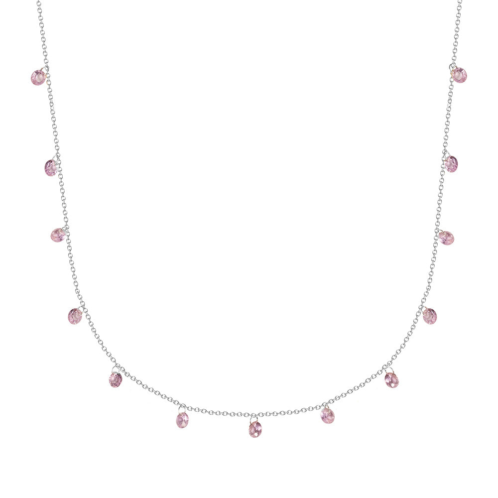 Pink Sapphire & Gold Chain Necklace