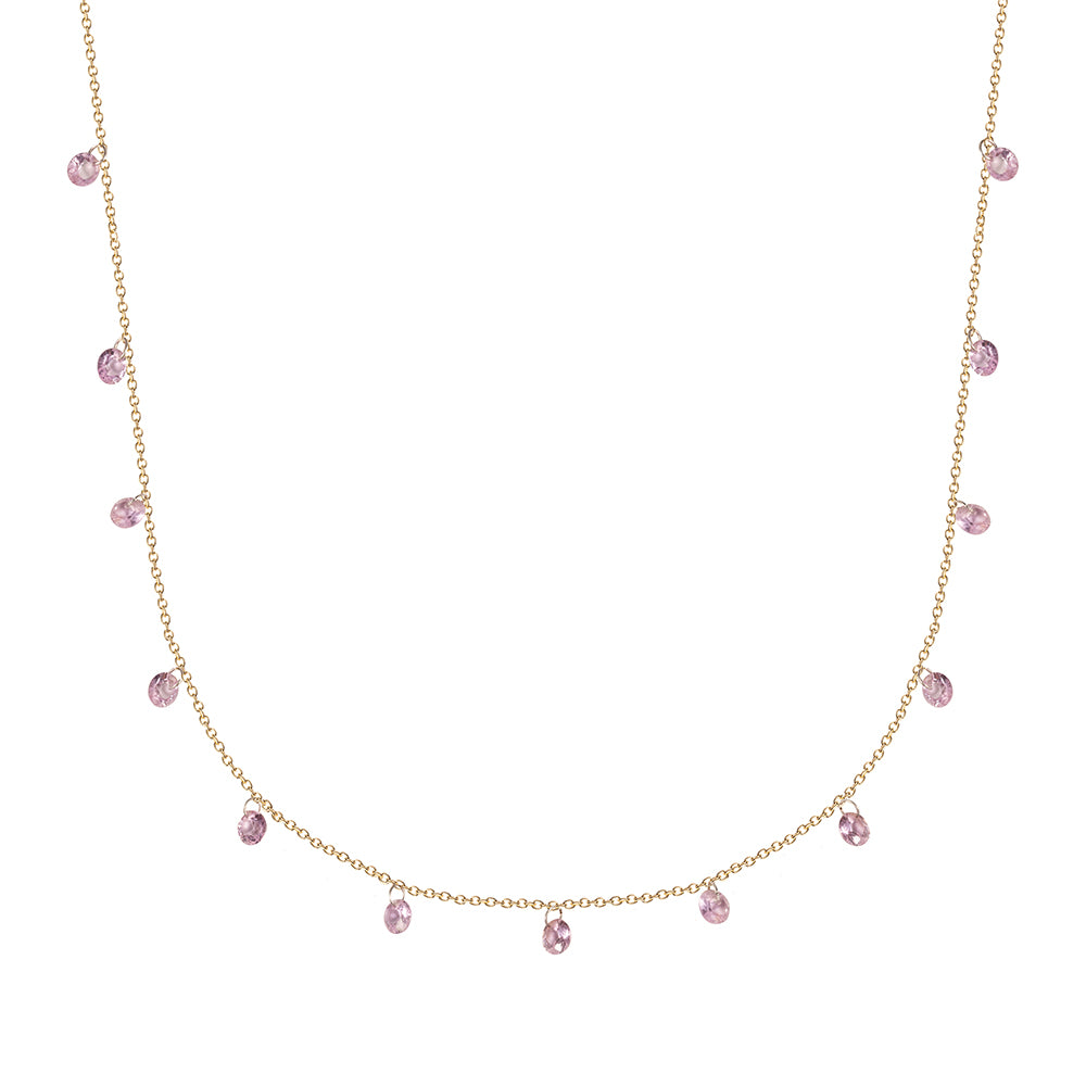 Pink Sapphire & Gold Chain Necklace