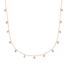 Pink Sapphire & Gold Chain Necklace