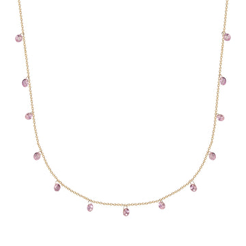 Pink Sapphire & Gold Chain Necklace