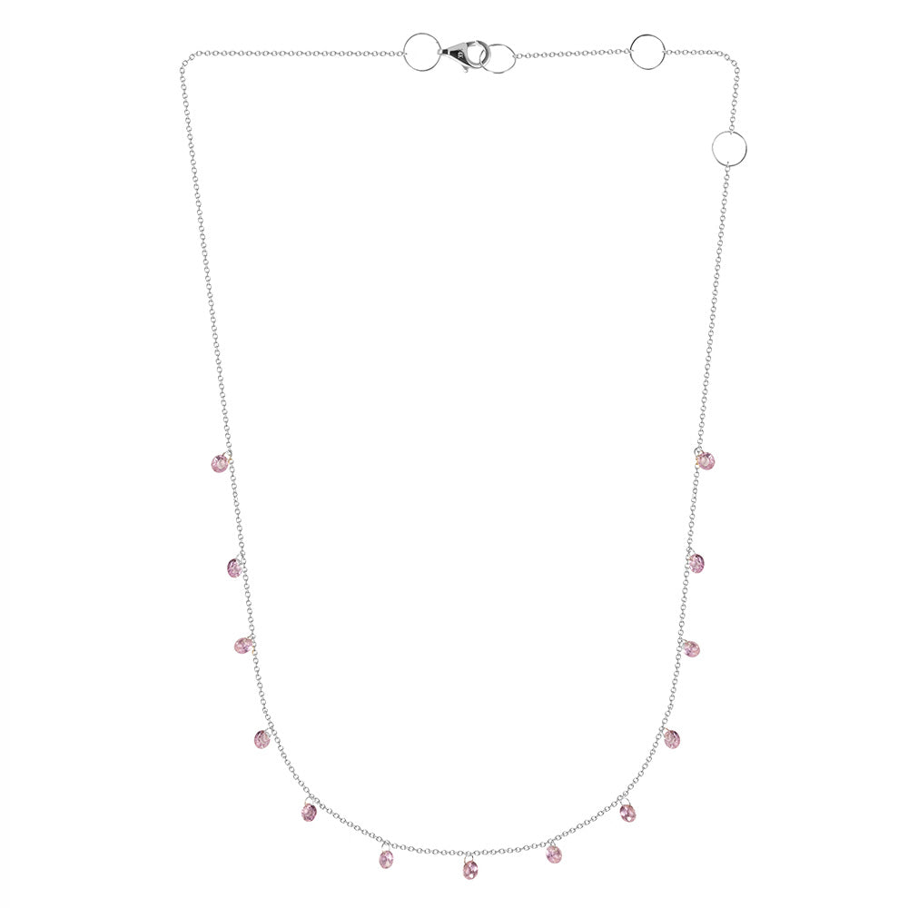 Pink Sapphire & Gold Chain Necklace