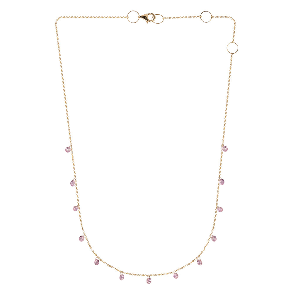 Pink Sapphire & Gold Chain Necklace