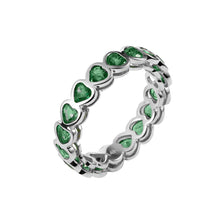 Emerald Gold Bezel Heart Eternity Band