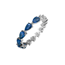 Half Blue Sapphire Half Diamond Eternity Band