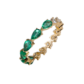 Half Diamond Half Emerald Eternity Band