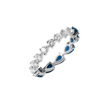 Half Blue Sapphire Half Diamond Eternity Band