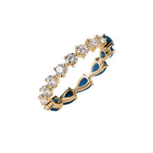 Half Blue Sapphire Half Diamond Eternity Band